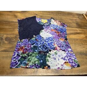 ANTHROPOLOGIE MAEVE Crepe Silk Floral Top Size 4 Art to Wear Watercolor